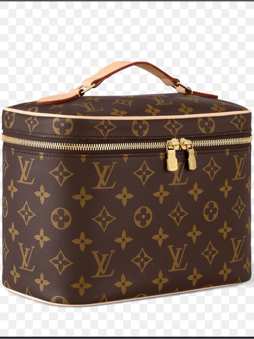 Louis Vuitton Monogram Cosmetic Case in Brown with Vachetta Trim and Red Accent - Picture 11 of 11